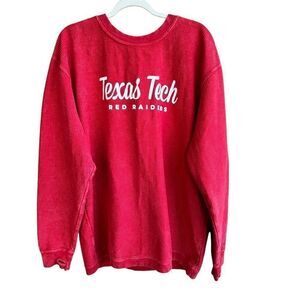 Three Squares Texas Tech Red‎ Raiders Women's XL Red Corded Crew Sweatshirt